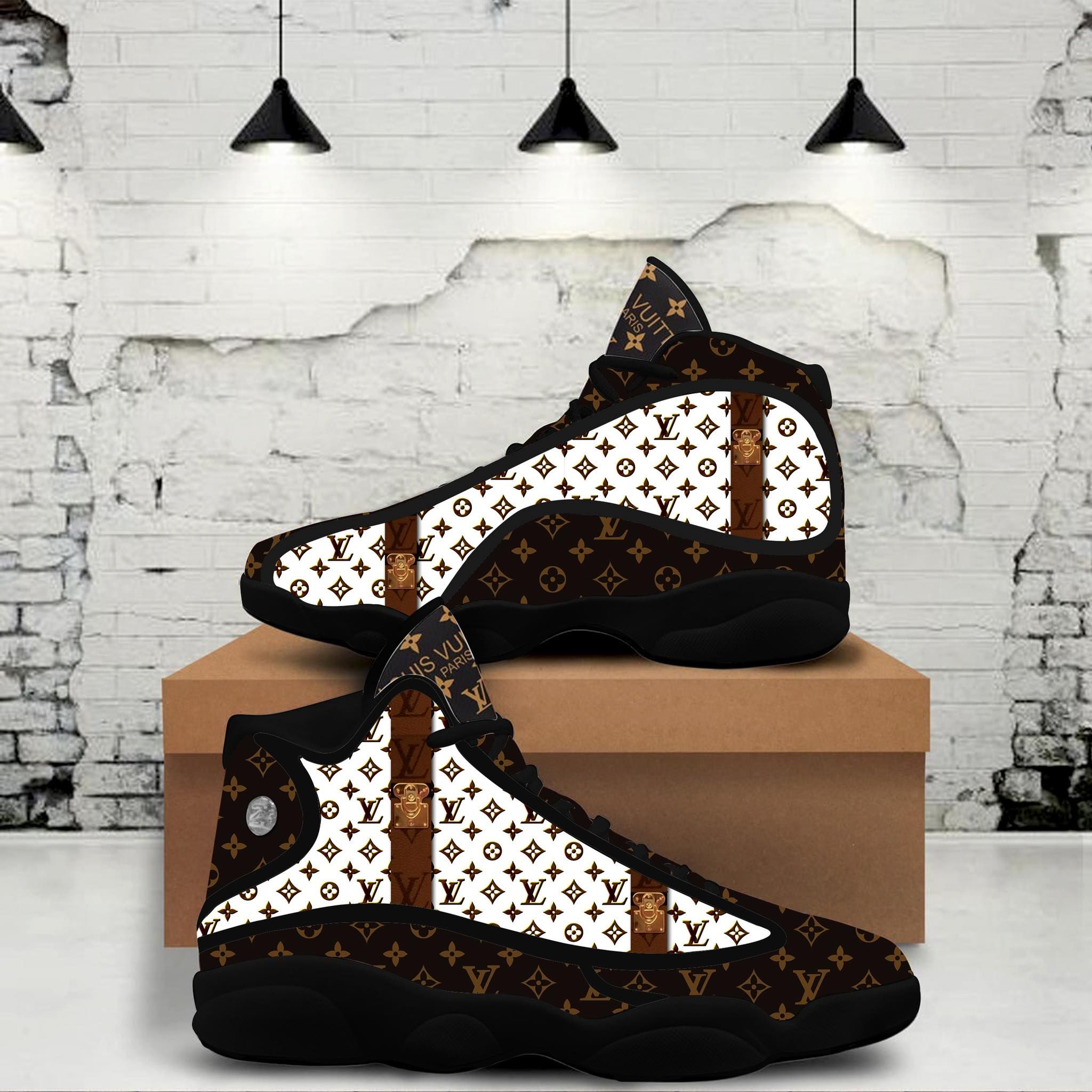 Luxury Louis Vuitton LV Air Jordan 13 Sneakers Shoes Brown White Gifts For  Men Women