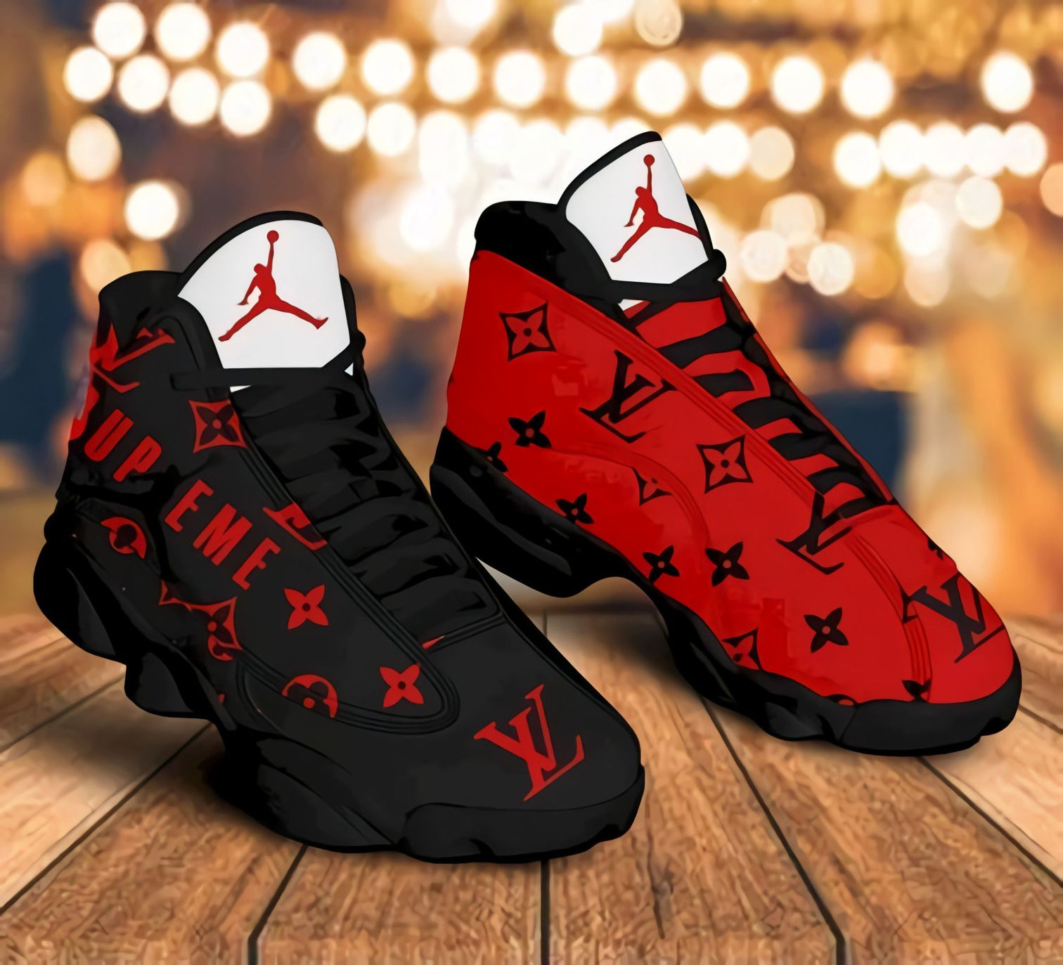 Lv Luxury Air Jordan 13 Sneaker Form Jordan 13 Sneaker Hot 2022 Louis  Vuitton Black Red Sneaker Gift For Lv Fans Ht - BlueFarmDeco